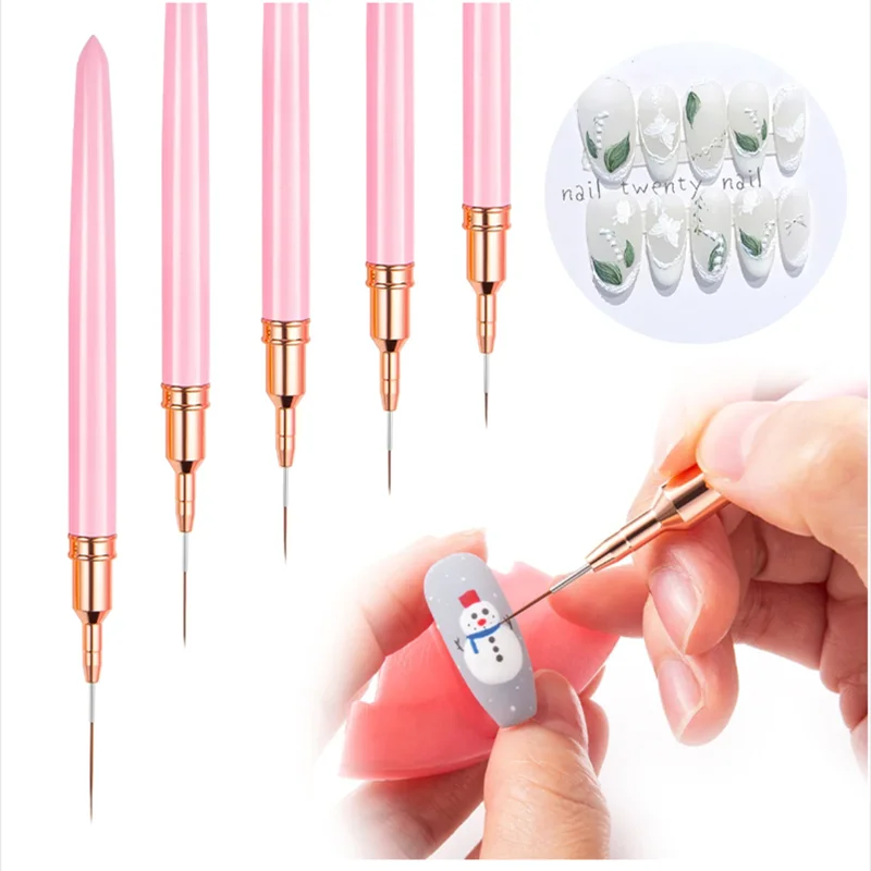 Nail Art Kaki - 5pc/1set Nail Art Liner Brushes Long