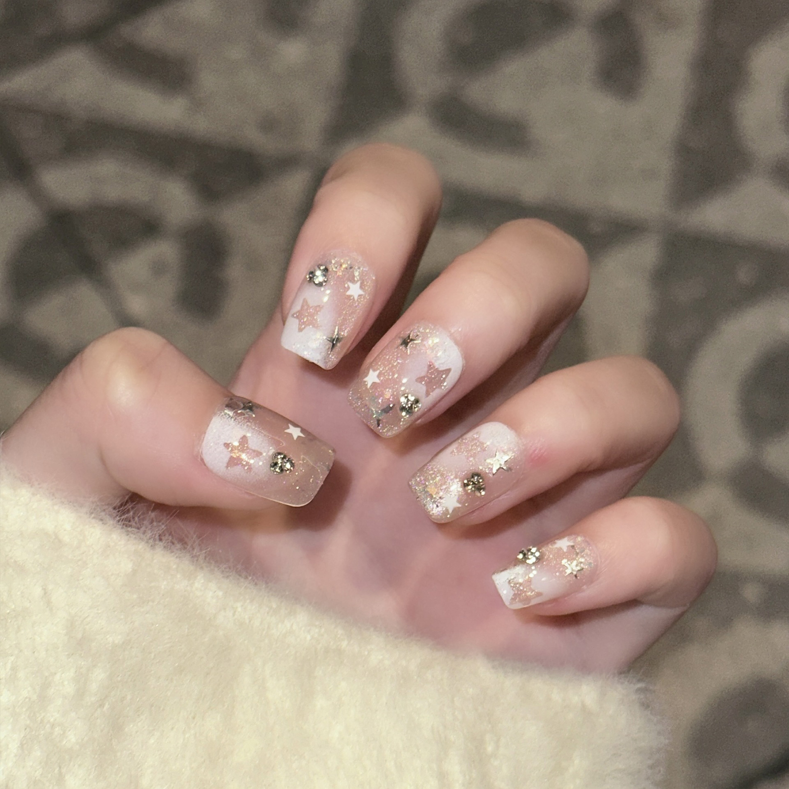 Nail Art Strawberry - 10PCS Short Square Fake Nails with