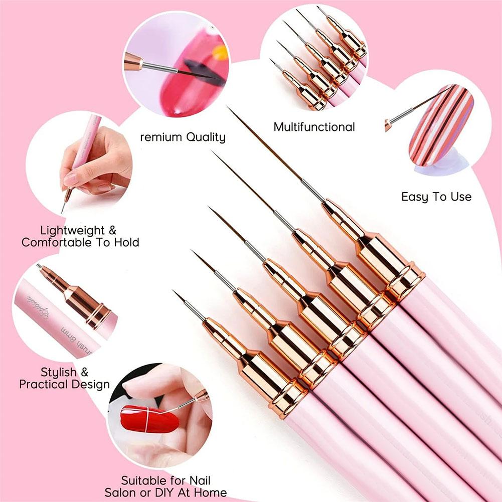 Nail Art Kaki - 5pcs Nail Art Liner Brush Set