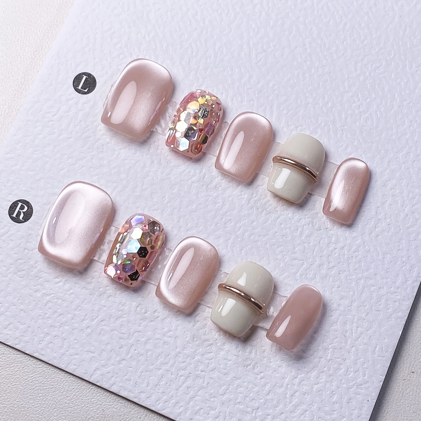 Nail Art Simple Elegant - 10 pieces of pure handmade almond-shaped