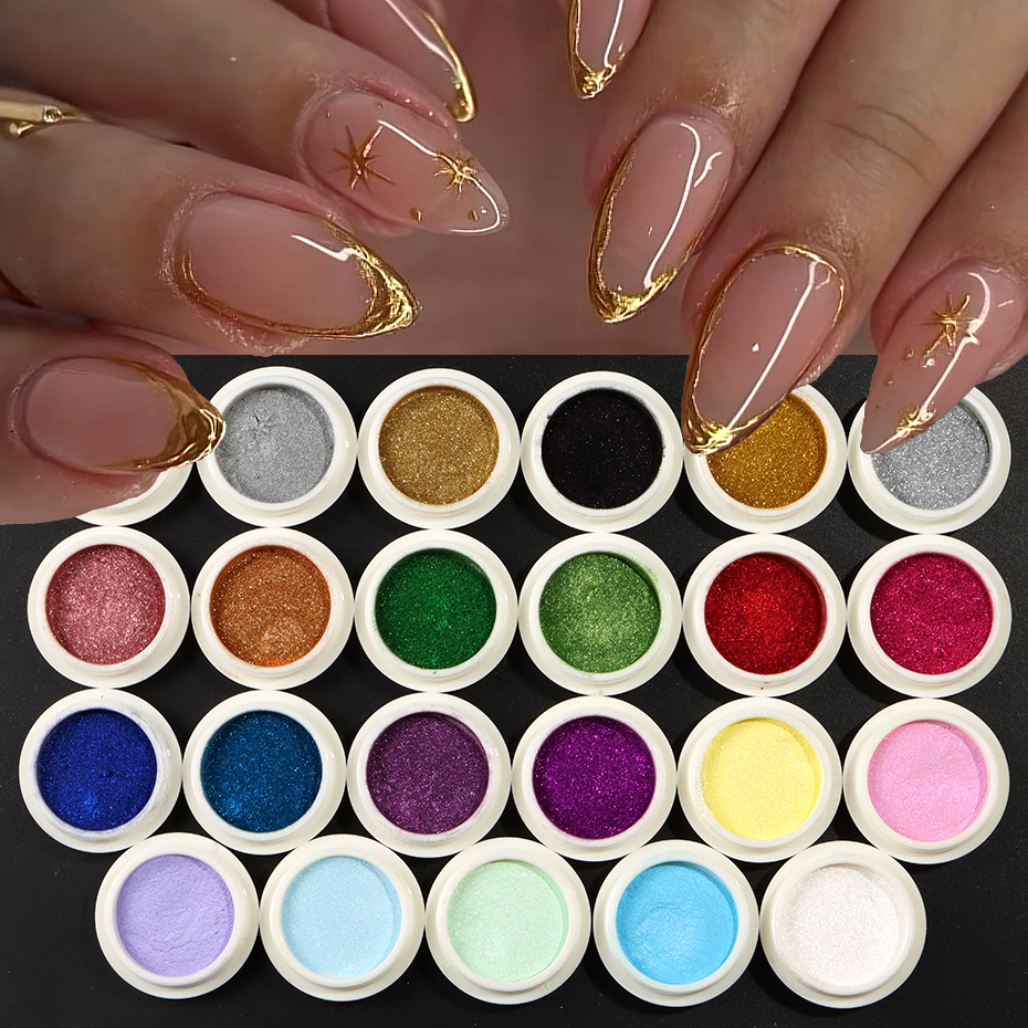 Nail Glitter Chrome - 23pcs Chrome Mirror Nail Powder Pigment