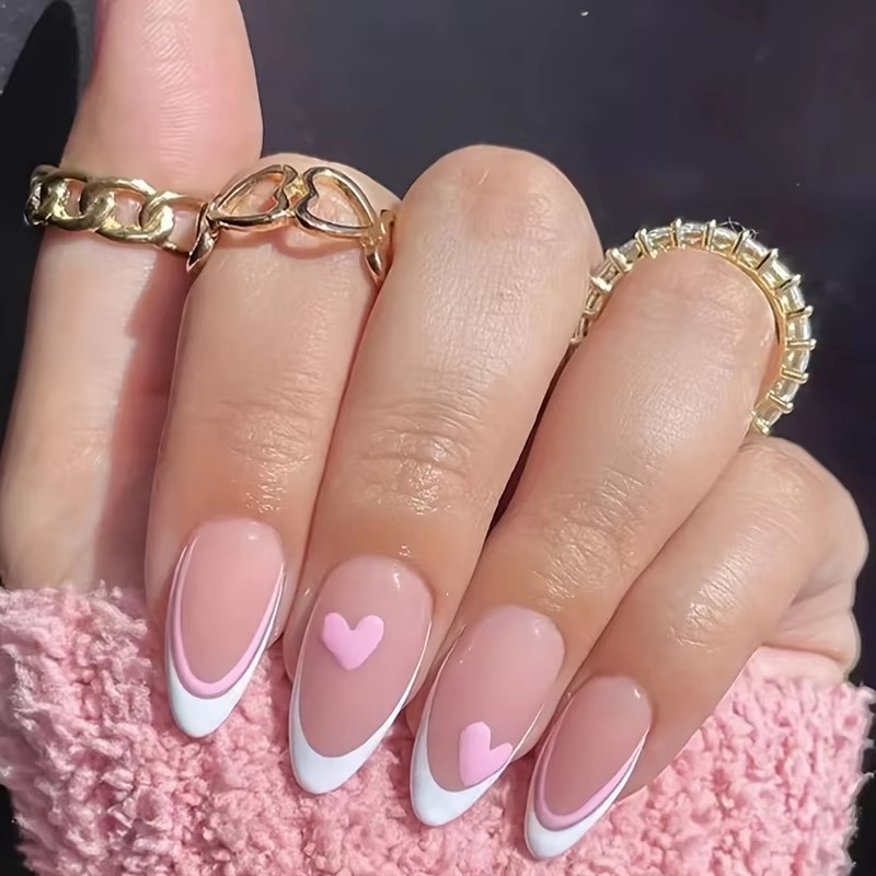 Pink Heart-Shaped 24-Piece Wat - Nail Art France บทวิจารณ์และราคา
