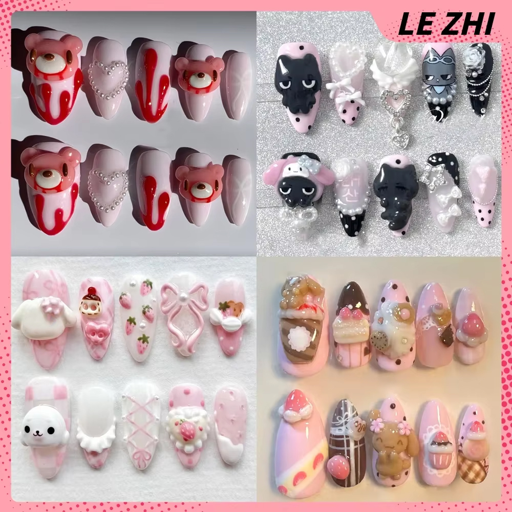 3D Kawaii Hand-Carved Rilakkum - Nail Art Strawberry บทวิจารณ์และราคา