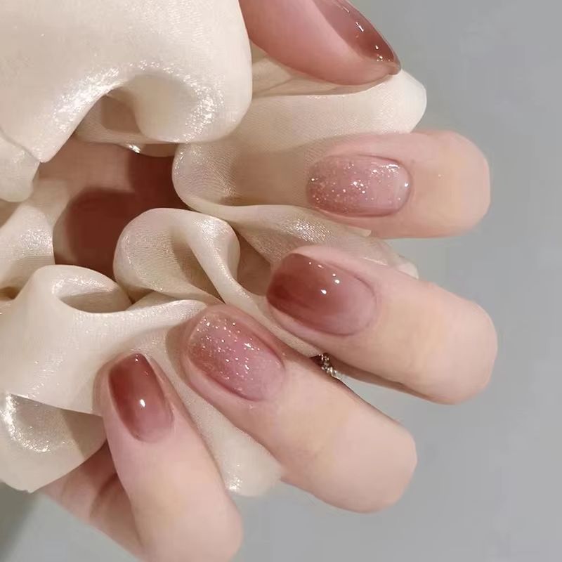 24Pcs Simple Short Gradient Na - Nail Art Simple Elegant บทวิจารณ์และราคา