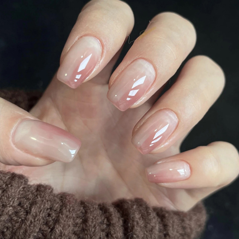 24Pcs Simple Short Gradient Na - Nail Art Simple Elegant บทวิจารณ์และราคา