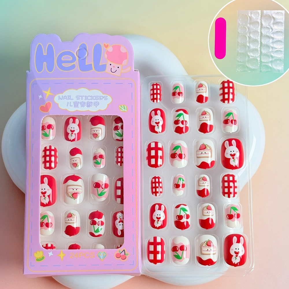 24Pcs/Box Lovely Red Cherry St - Nail Art Strawberry บทวิจารณ์และราคา