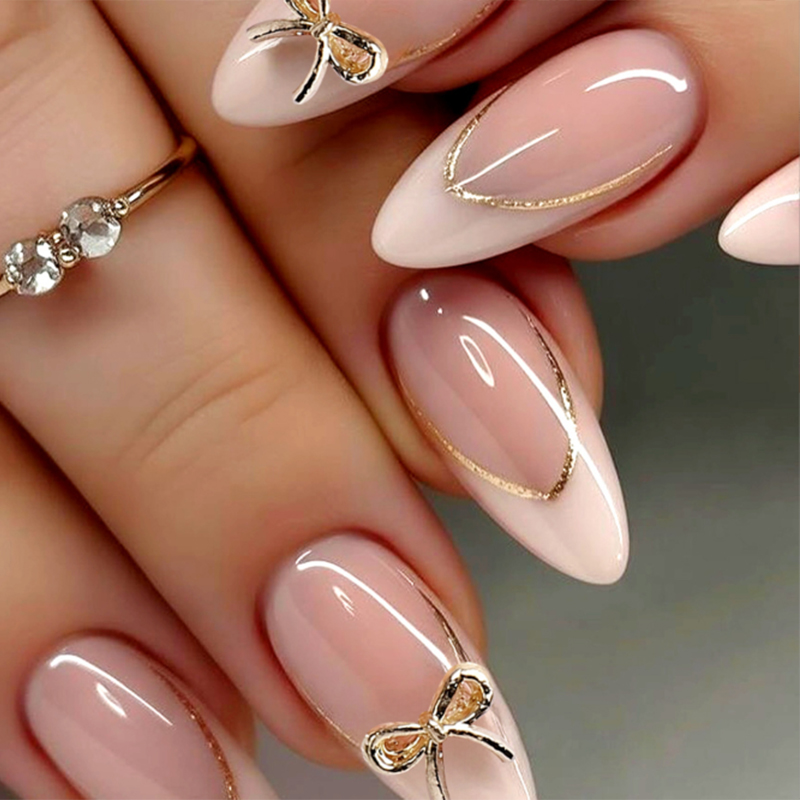 24pcs Gold bow Nail Art Wearab - Nail Art France บทวิจารณ์และราคา