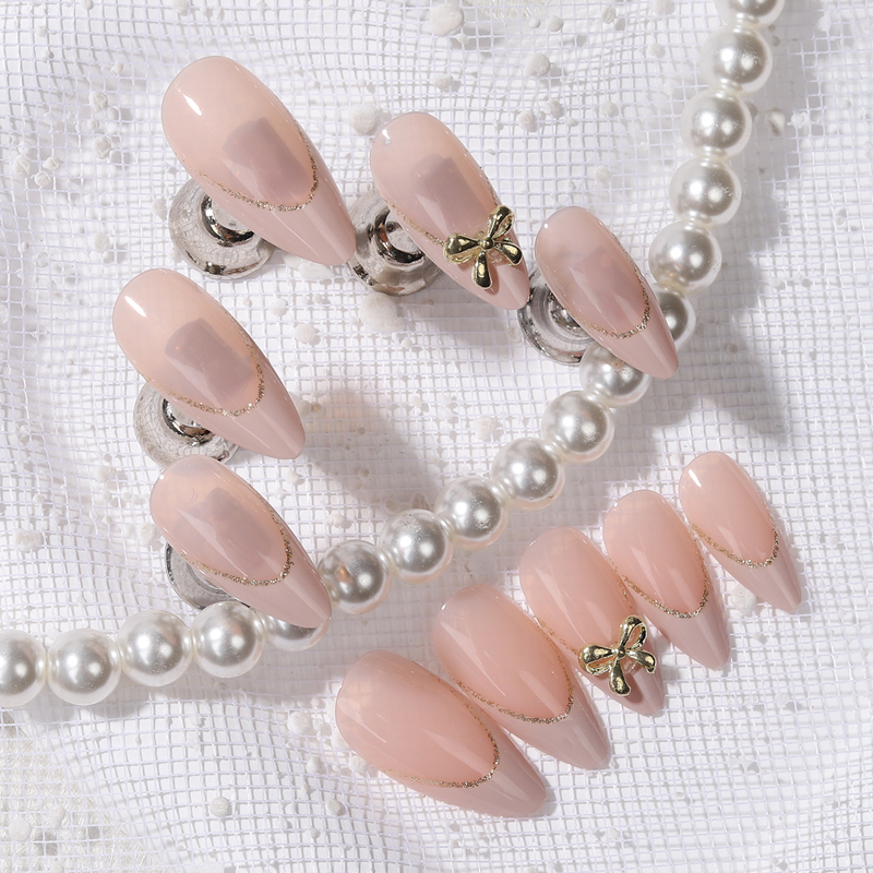 24pcs Gold bow Nail Art Wearab - Nail Art France บทวิจารณ์และราคา