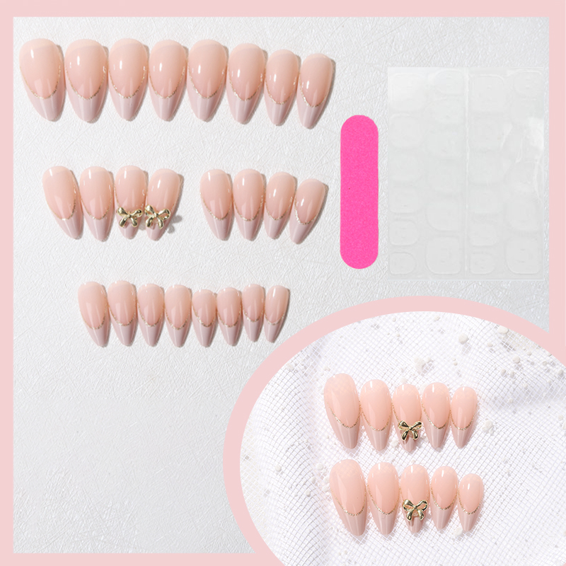 24pcs Gold bow Nail Art Wearab - Nail Art France บทวิจารณ์และราคา