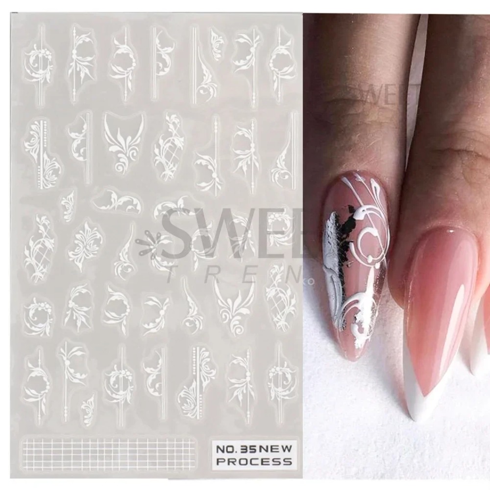 White Lace Flower Nail Art Sti - Nail Art Simple Elegant บทวิจารณ์และราคา