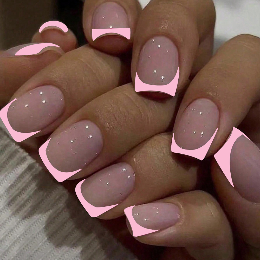 24pcs Short Square Black Franc - Nail Art France บทวิจารณ์และราคา