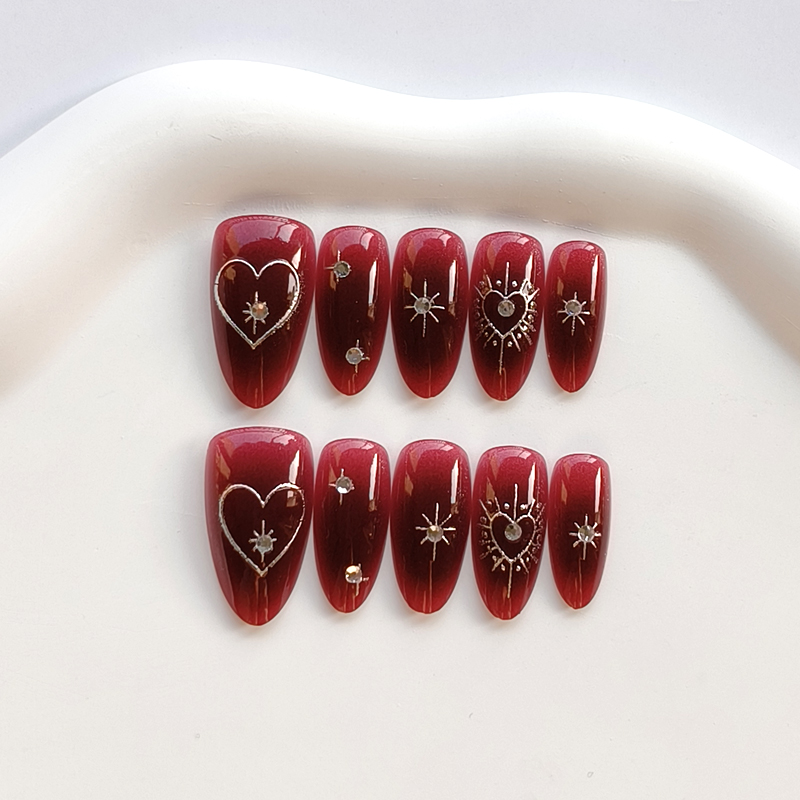 10Pcs French Style Burgundy Ha - Nail Art Simple Elegant บทวิจารณ์และราคา
