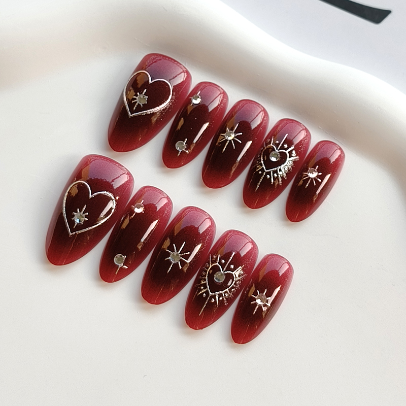 10Pcs French Style Burgundy Ha - Nail Art Simple Elegant บทวิจารณ์และราคา