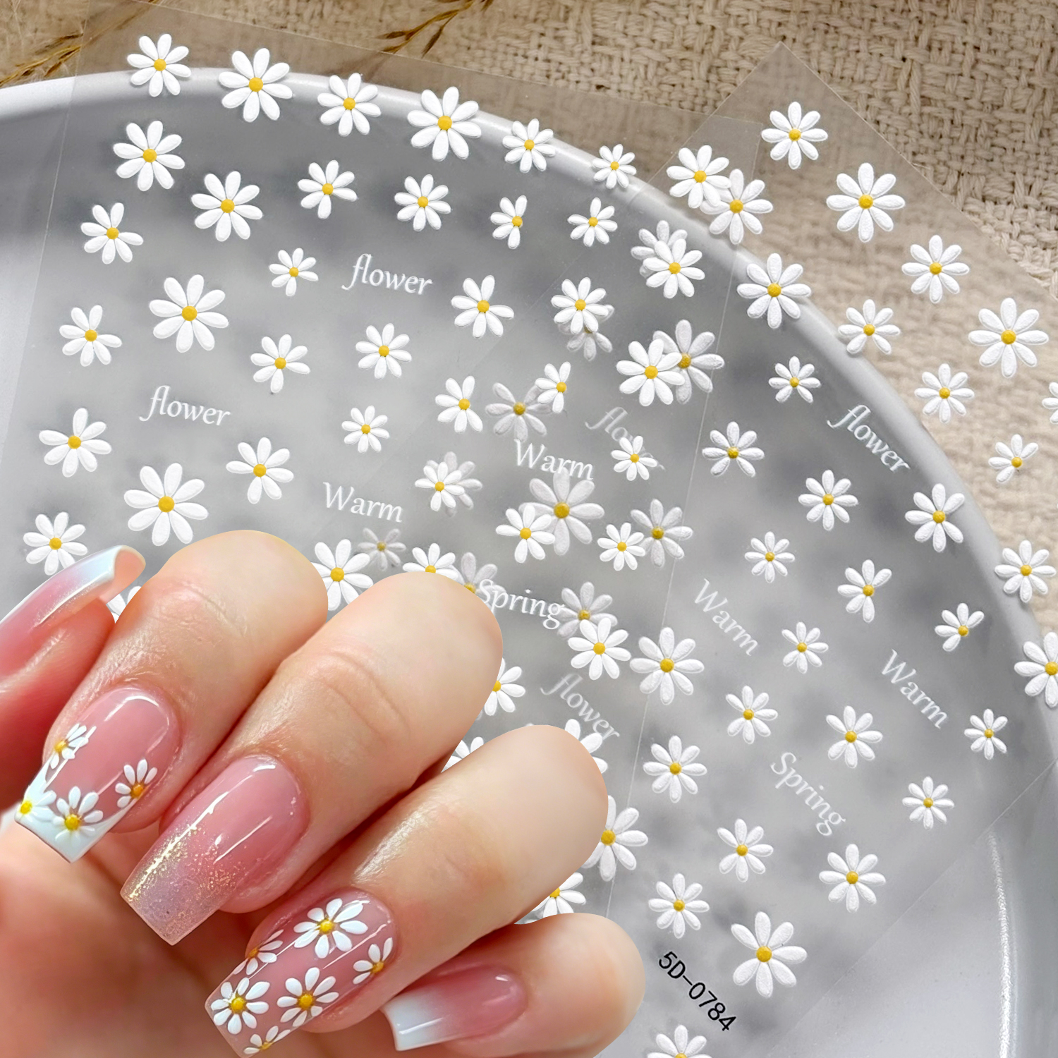 1Pcs 5D Embossed Summer Daisy  - Nail Art Simple Elegant บทวิจารณ์และราคา