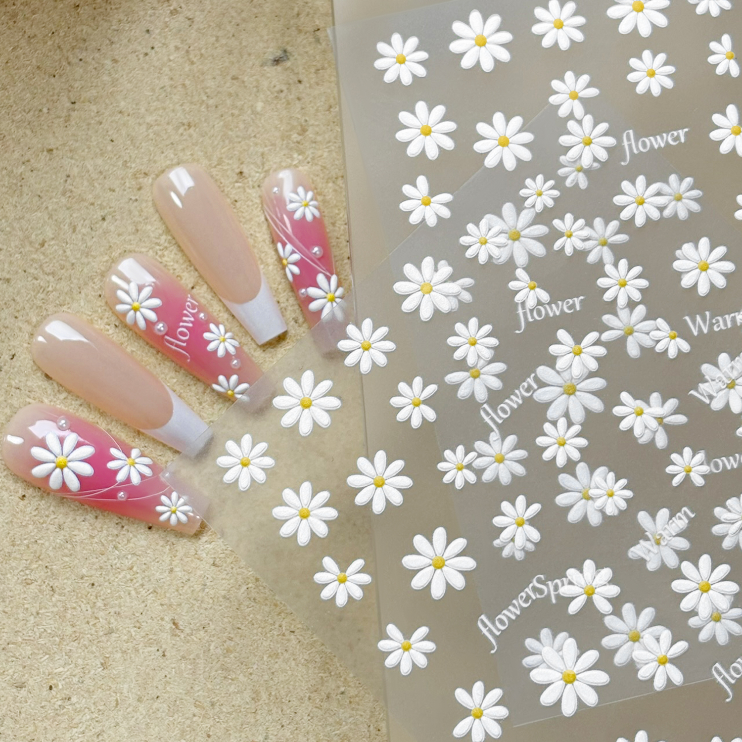 1Pcs 5D Embossed Summer Daisy  - Nail Art Simple Elegant บทวิจารณ์และราคา