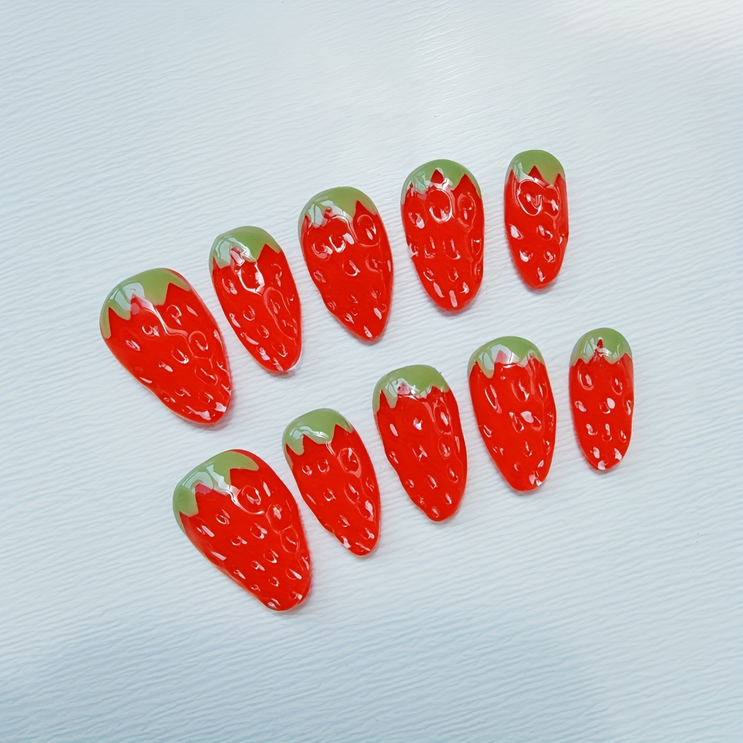 10pcs high-end Short stereosco - Nail Art Strawberry บทวิจารณ์และราคา