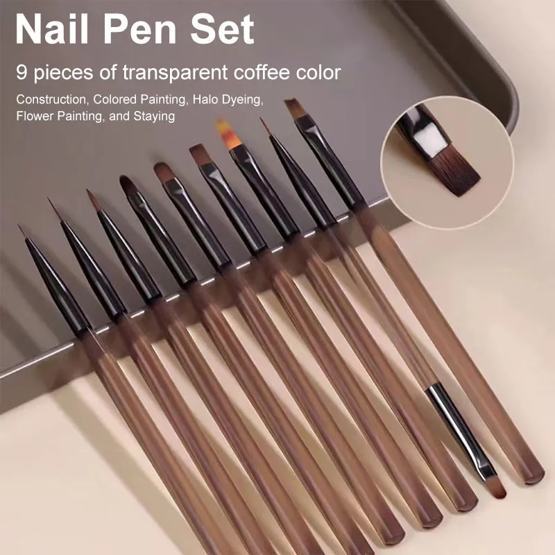 9PCS UV Gel Nail Brush Liner D - Nail Art Kaki บทวิจารณ์และราคา