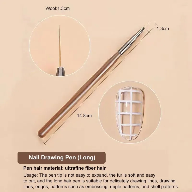 9PCS UV Gel Nail Brush Liner D - Nail Art Kaki บทวิจารณ์และราคา