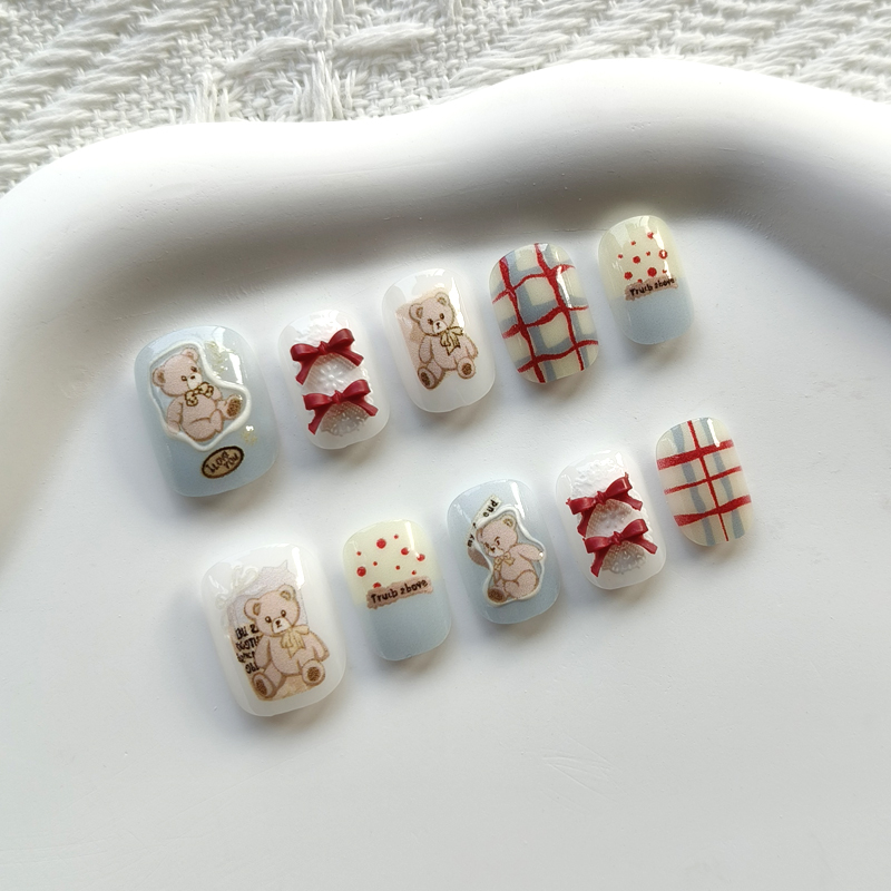 10Pcs Korean Style Cute Bear a - Nail Art Strawberry บทวิจารณ์และราคา