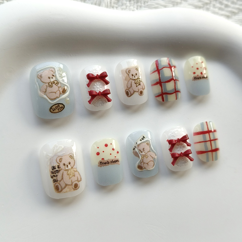 10Pcs Korean Style Cute Bear a - Nail Art Strawberry บทวิจารณ์และราคา