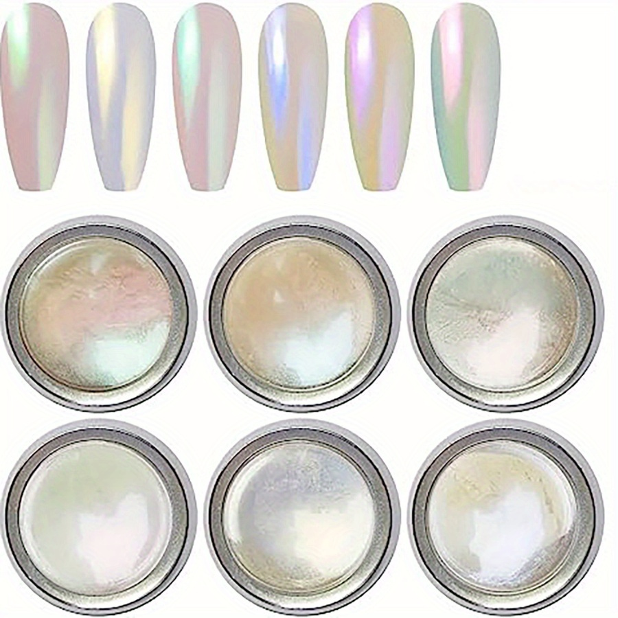 1 set white chrome powder pear - Nail Glitter Chrome บทวิจารณ์และราคา