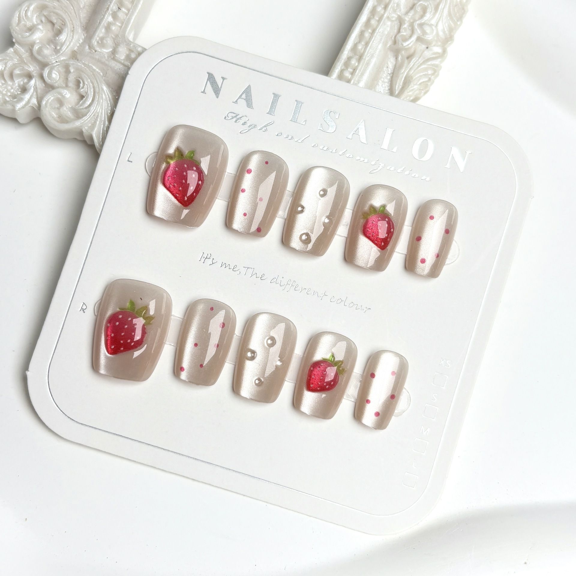 10pcs Short Square Cat Eye Han - Nail Art Strawberry บทวิจารณ์และราคา