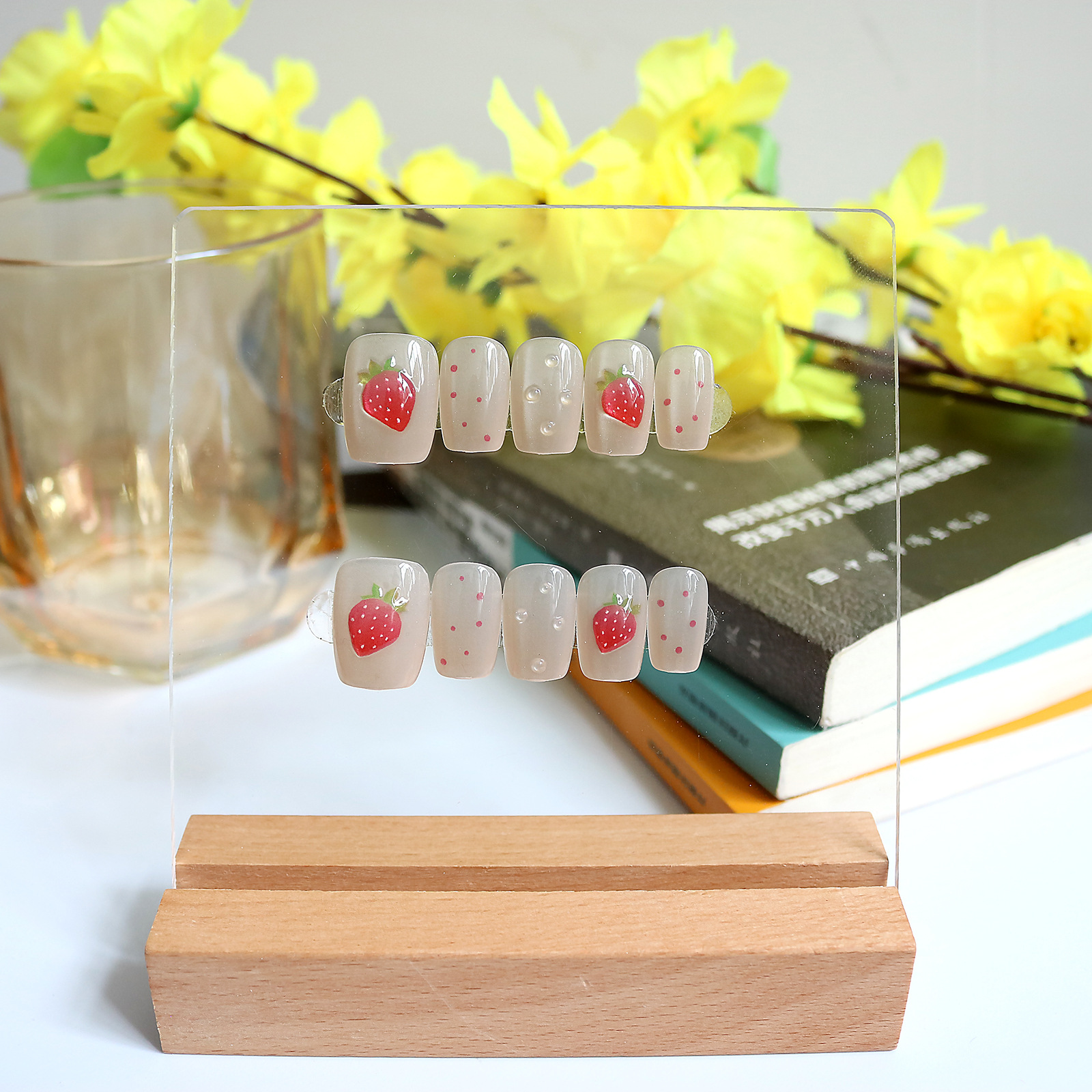 10pcs Short Square Cat Eye Han - Nail Art Strawberry บทวิจารณ์และราคา