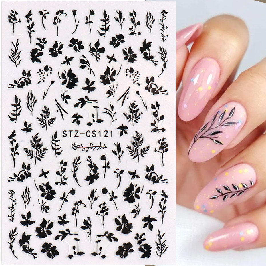 2pcs 3D Simple Floral Leaf Nai - Nail Art Simple Elegant บทวิจารณ์และราคา