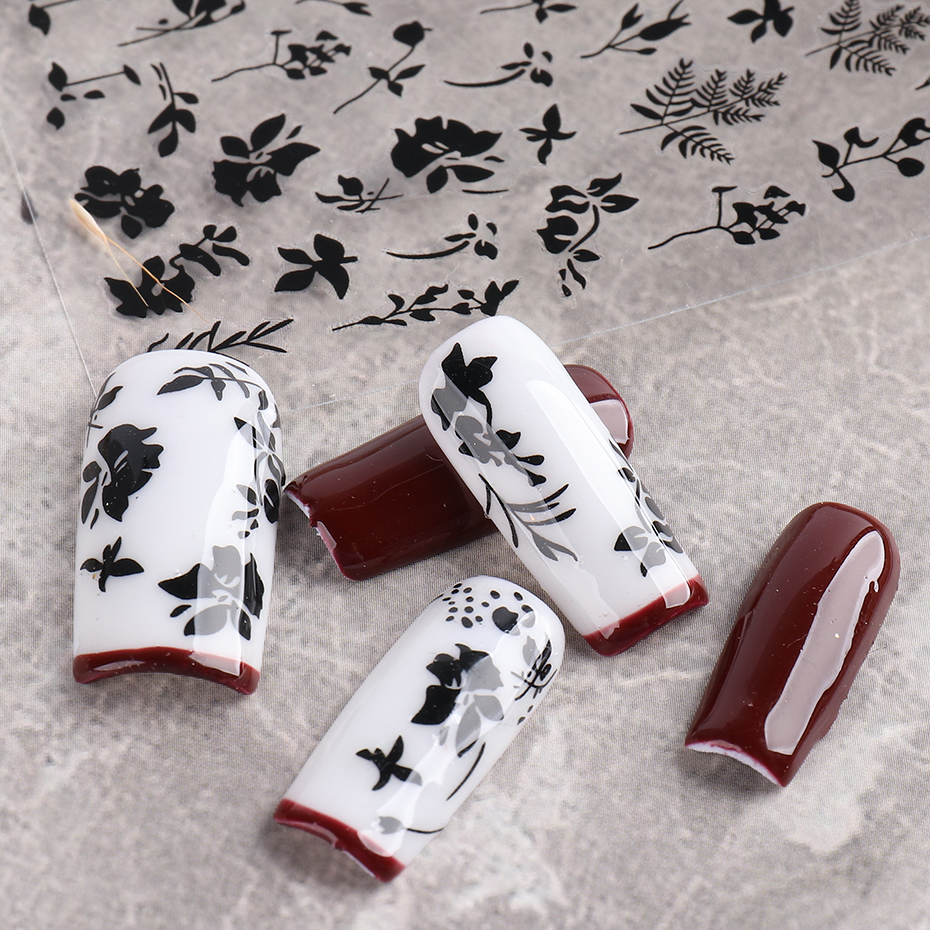 2pcs 3D Simple Floral Leaf Nai - Nail Art Simple Elegant บทวิจารณ์และราคา