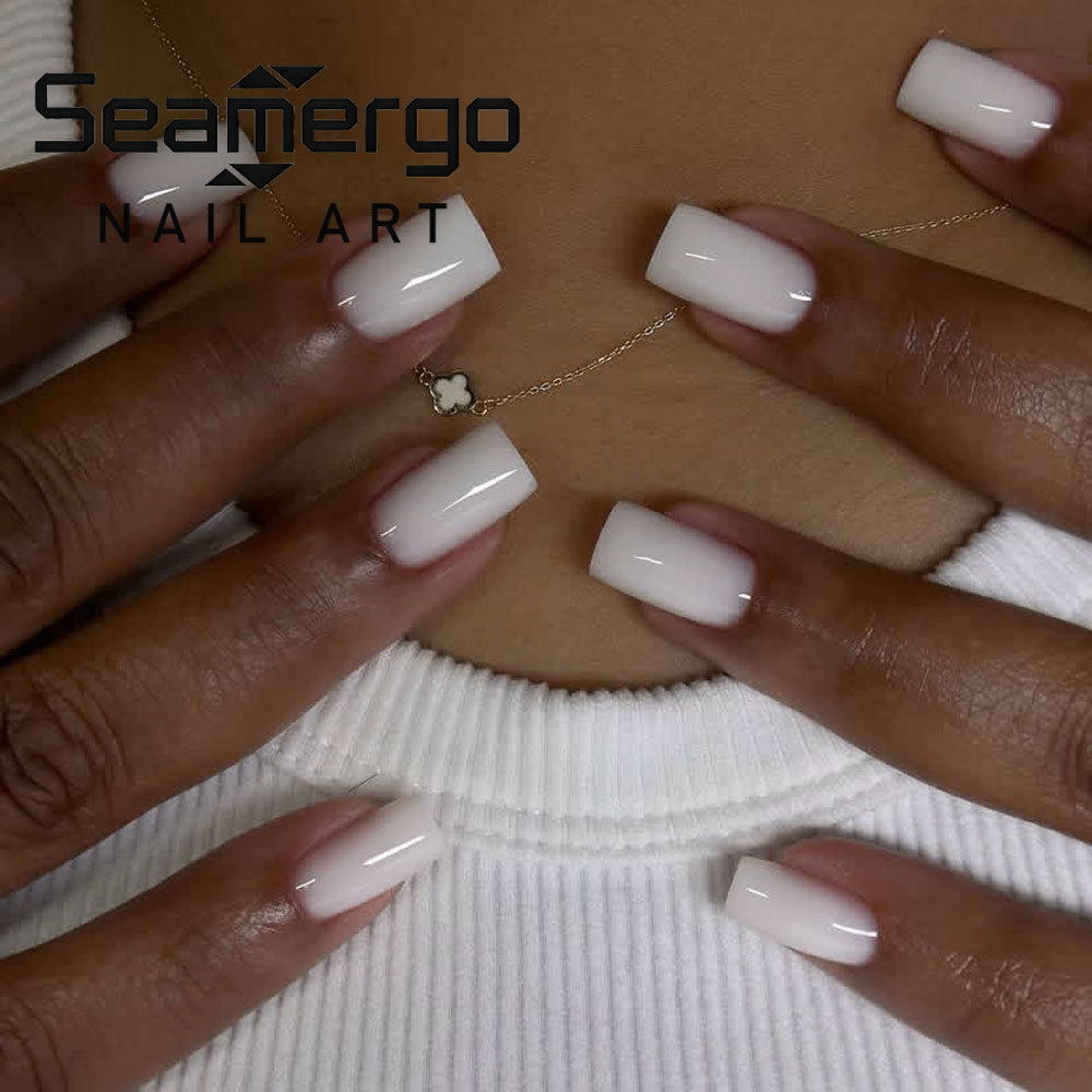 24PCS Short Square Fake Nails  - Nail Art Simple Elegant บทวิจารณ์และราคา