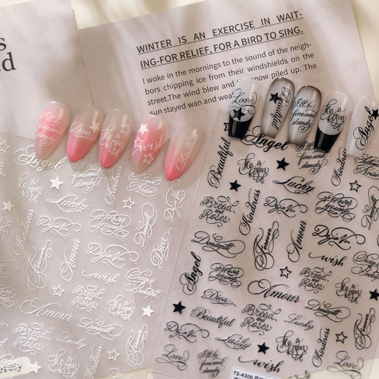 Elegant Cursive Letter 5D Nail - Nail Art Simple Elegant บทวิจารณ์และราคา