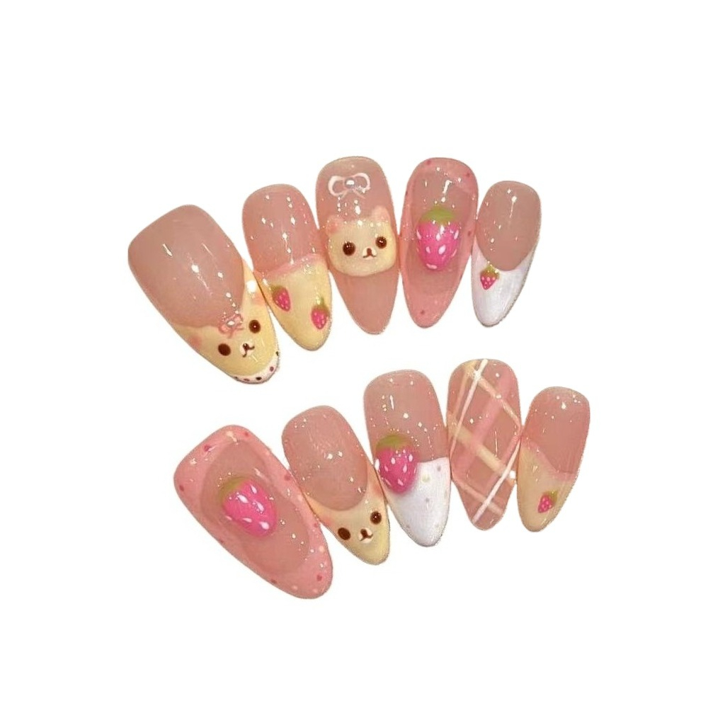 10 Pieces Strawberry Bear Cute - Nail Art Strawberry บทวิจารณ์และราคา