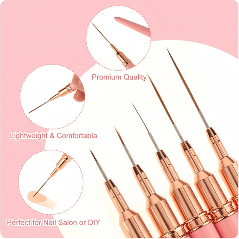 5pc/1set Nail Art Liner Brushe - Nail Art Kaki บทวิจารณ์และราคา