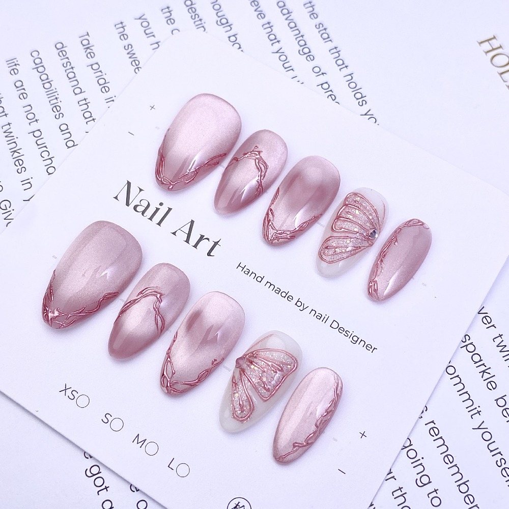 10 Pieces Gentle Sweet Pink Fr - Nail Glitter Chrome บทวิจารณ์และราคา