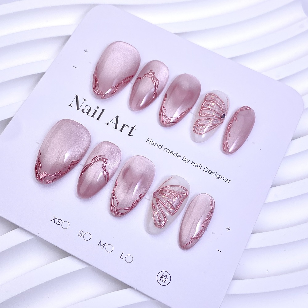 10 Pieces Gentle Sweet Pink Fr - Nail Glitter Chrome บทวิจารณ์และราคา