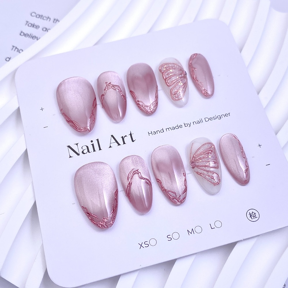 10 Pieces Gentle Sweet Pink Fr - Nail Glitter Chrome บทวิจารณ์และราคา