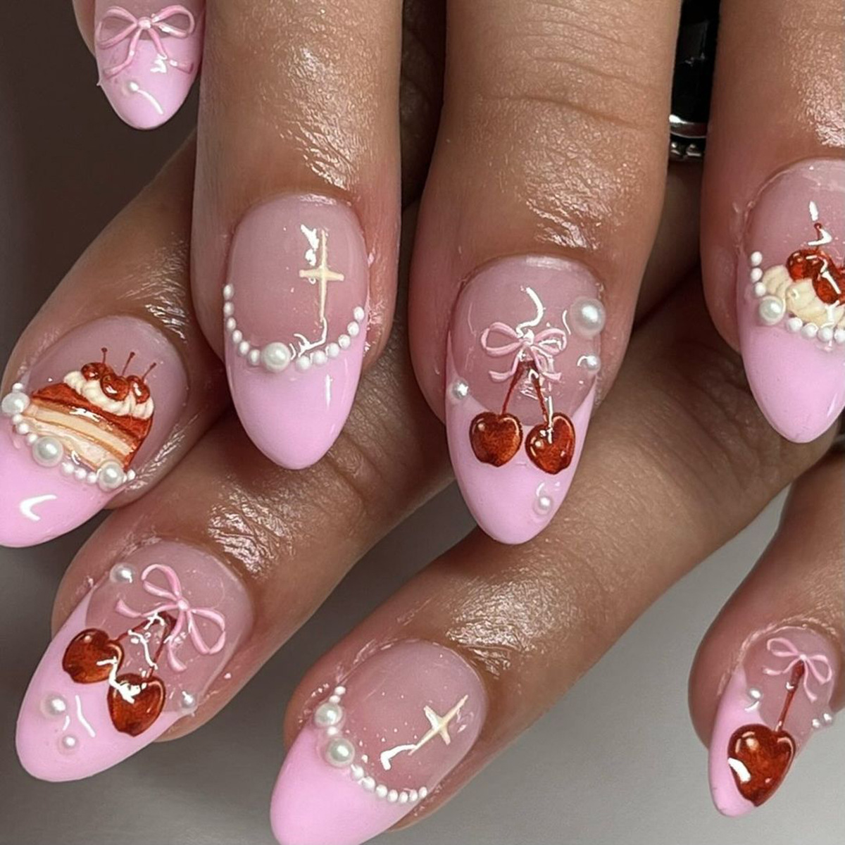 24pcs Ins Short Almond False N - Nail Art Strawberry บทวิจารณ์และราคา