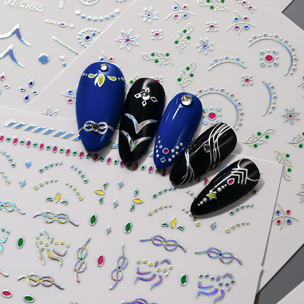 12Pcs 3D Slilver Geometry Line - Nail Art Simple Elegant บทวิจารณ์และราคา