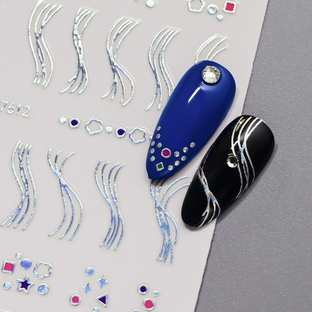 12Pcs 3D Slilver Geometry Line - Nail Art Simple Elegant บทวิจารณ์และราคา