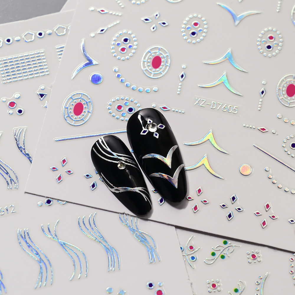 12Pcs 3D Slilver Geometry Line - Nail Art Simple Elegant บทวิจารณ์และราคา