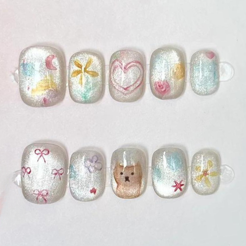 10Pcs Cute Short Round Handmad - Nail Art Strawberry บทวิจารณ์และราคา