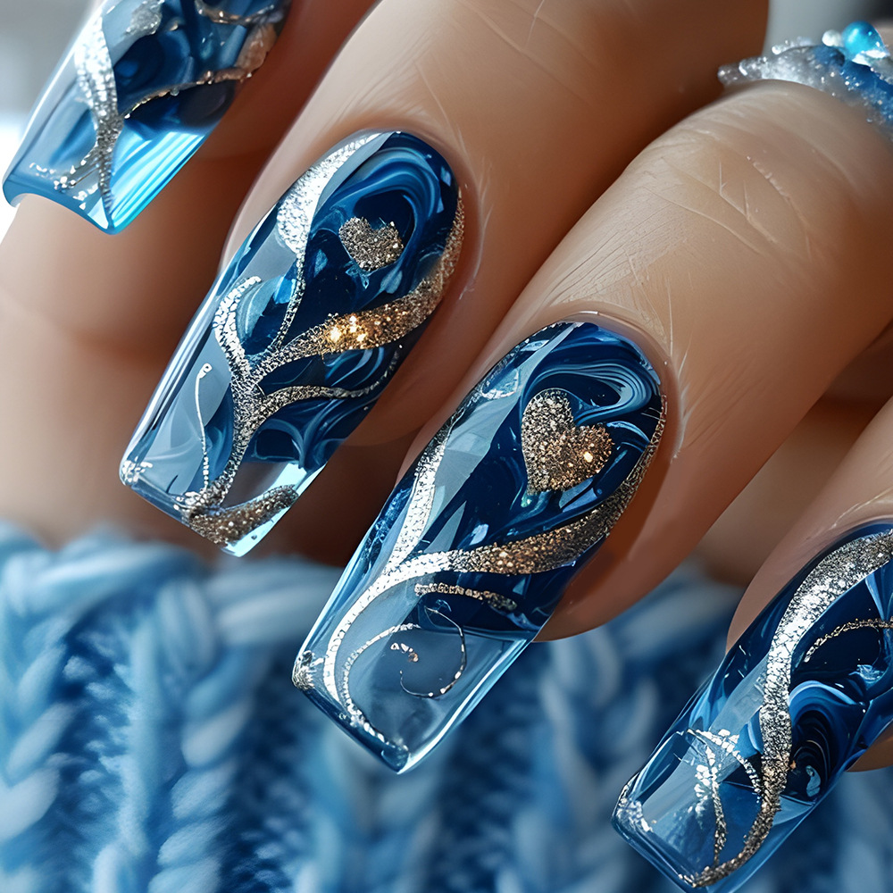 Gold Curve Sea Wave Press On N - Nail Art Halal บทวิจารณ์และราคา