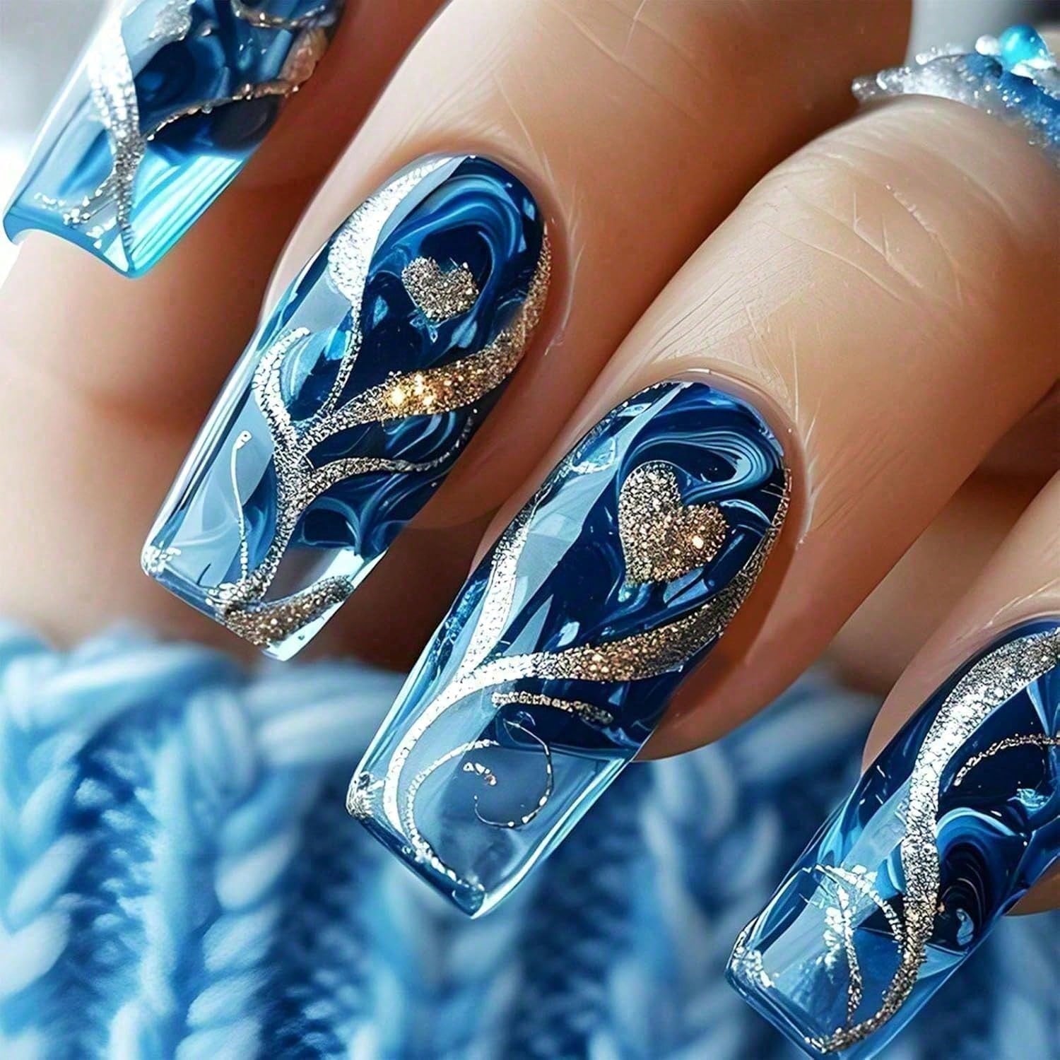 Gold Curve Sea Wave Press On N - Nail Art Halal บทวิจารณ์และราคา