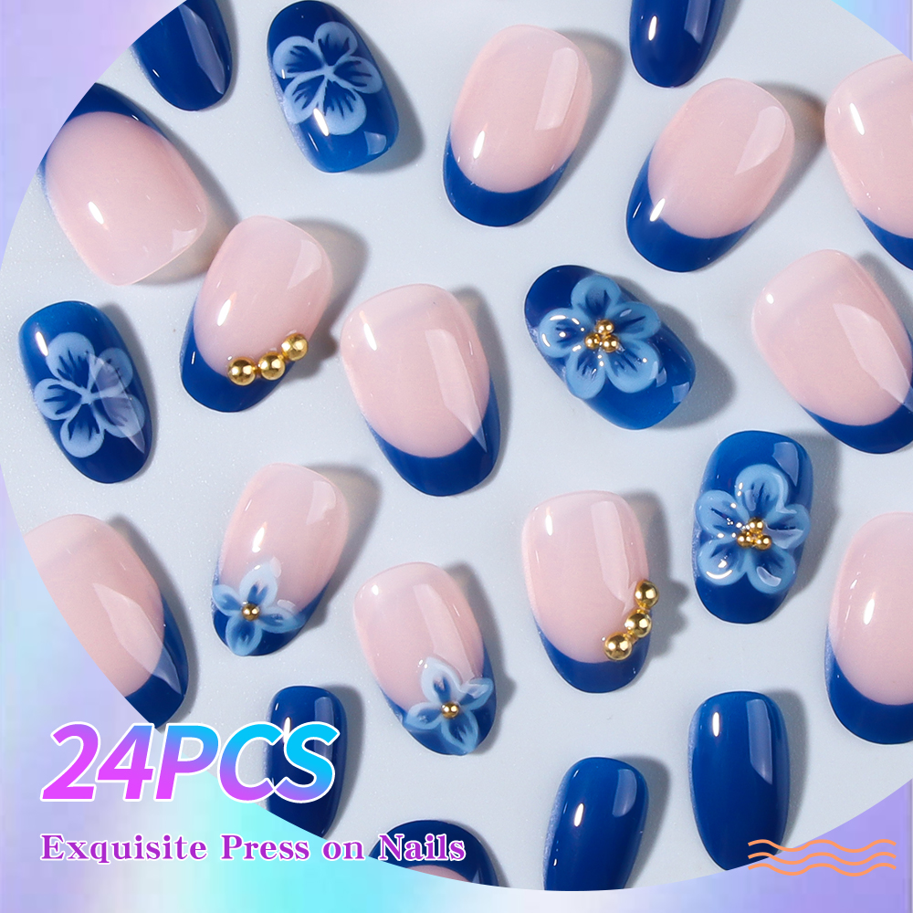 24pcs Short Oval 3D Gel Nail S - Nail Art Halal บทวิจารณ์และราคา