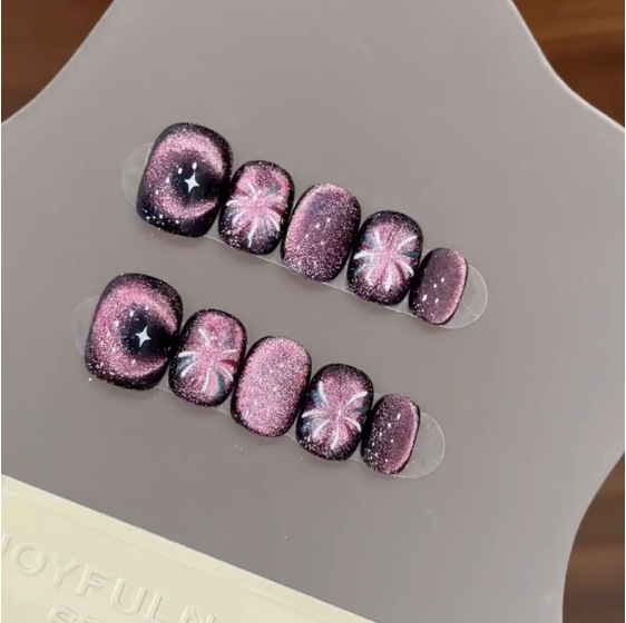 10Pcs Purple Short Round Head  - Nail Art Strawberry บทวิจารณ์และราคา