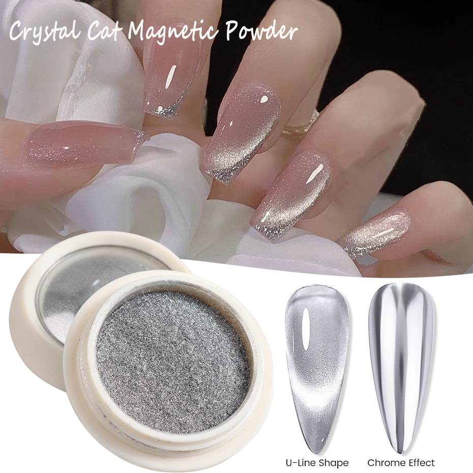 Aurora Cat Magnetic Nail Powde - Nail Glitter Chrome บทวิจารณ์และราคา