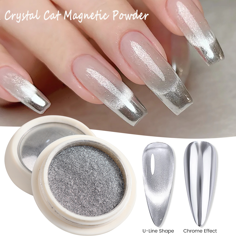 Aurora Cat Magnetic Nail Powde - Nail Glitter Chrome บทวิจารณ์และราคา