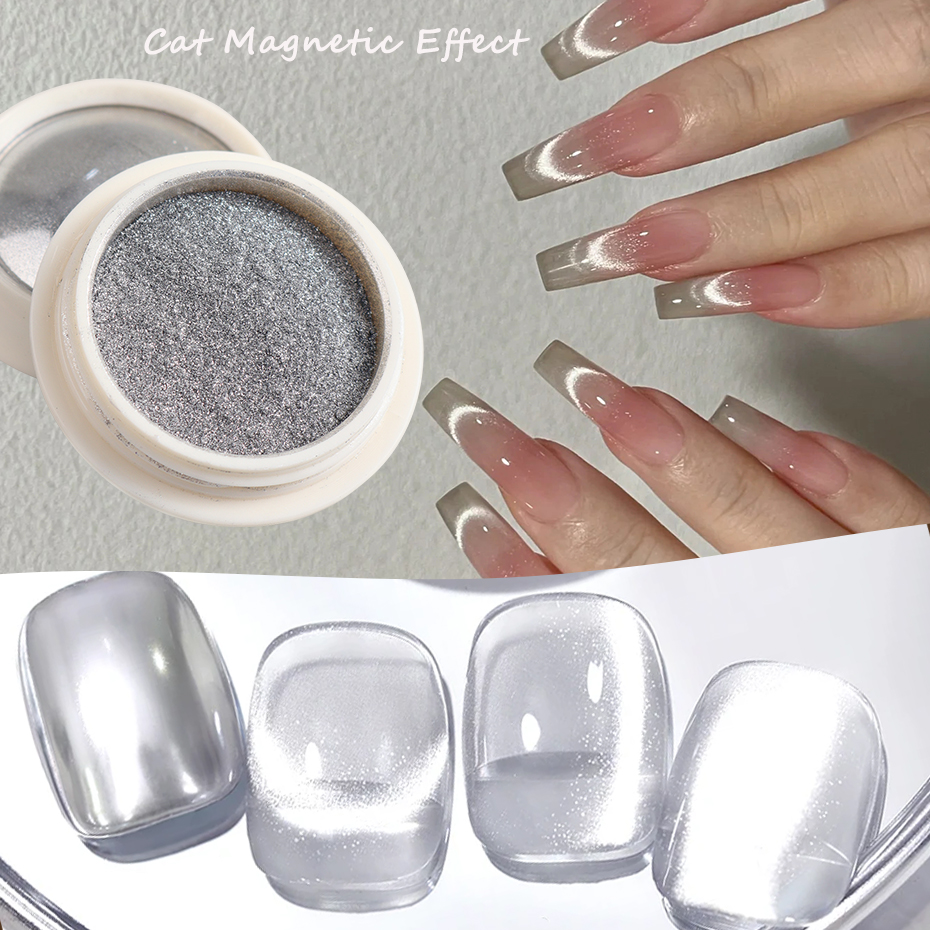 Aurora Cat Magnetic Nail Powde - Nail Glitter Chrome บทวิจารณ์และราคา