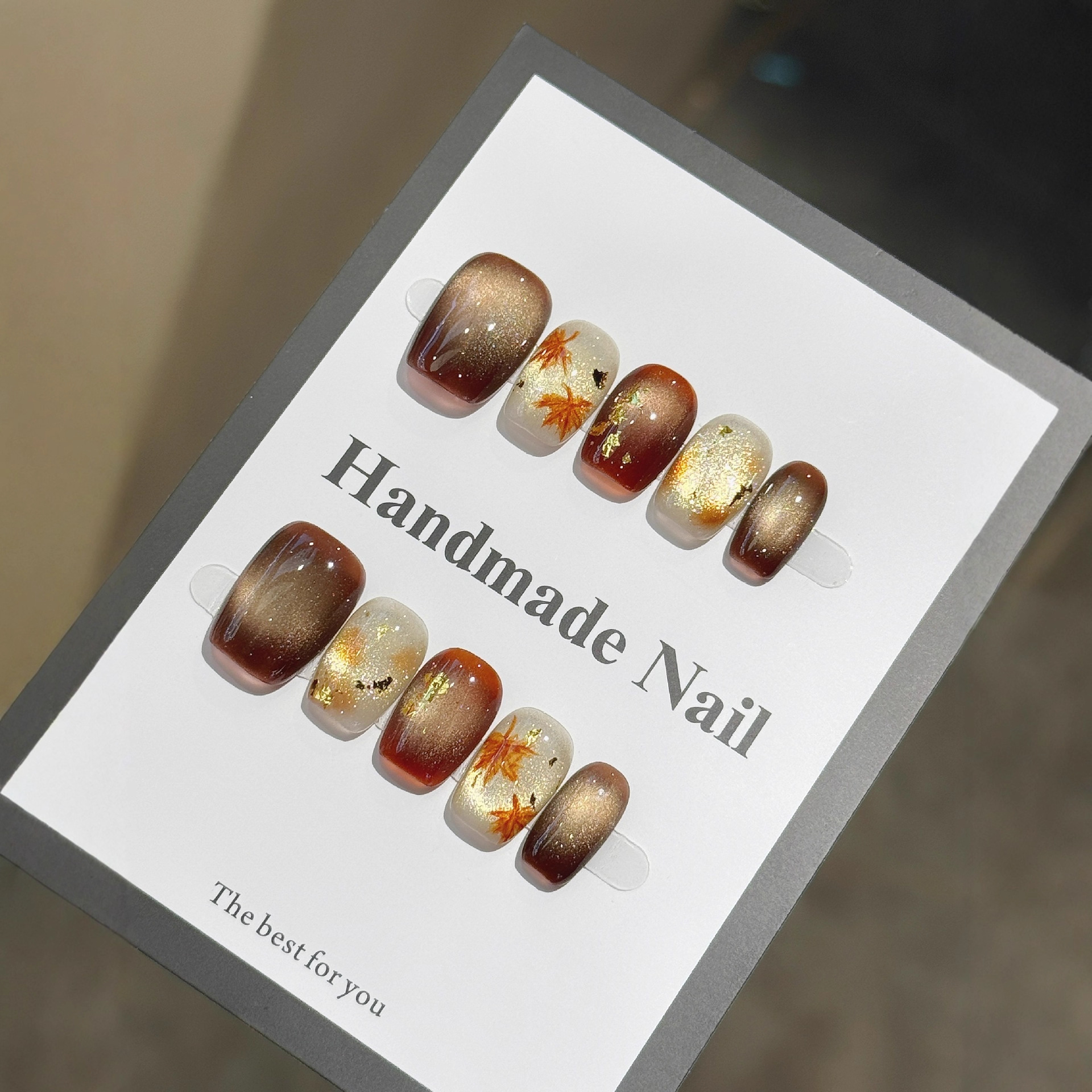 10Pcs New Caramel Color Short  - Nail Art Simple Elegant บทวิจารณ์และราคา