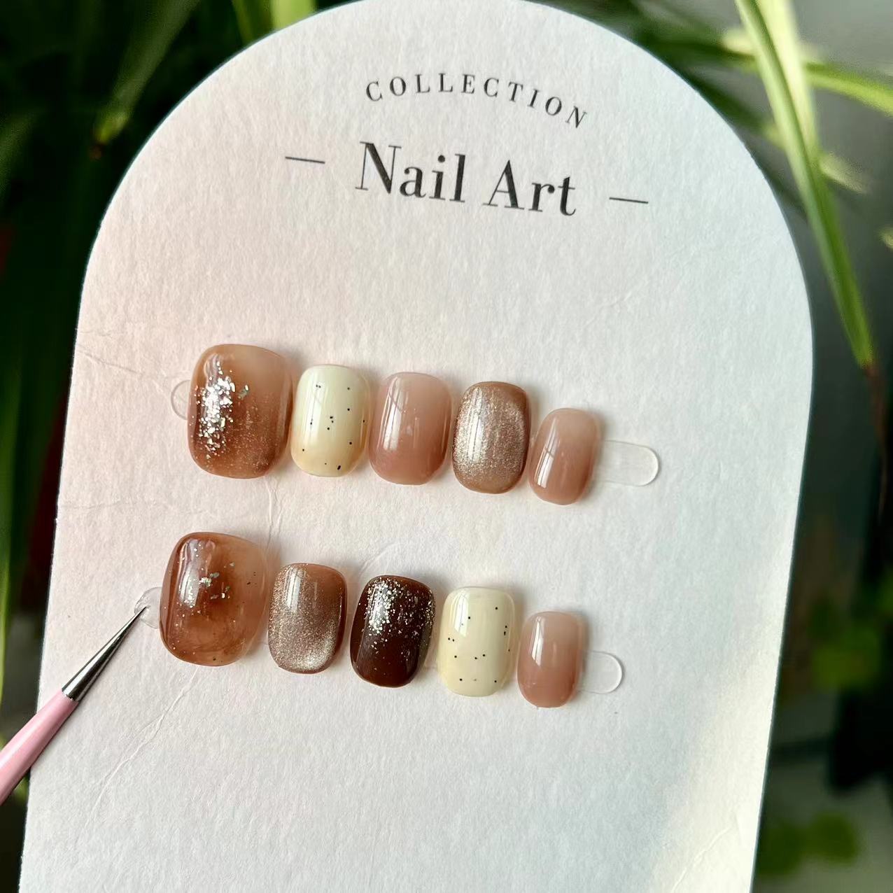 10Pcs New Caramel Color Short  - Nail Art Simple Elegant บทวิจารณ์และราคา